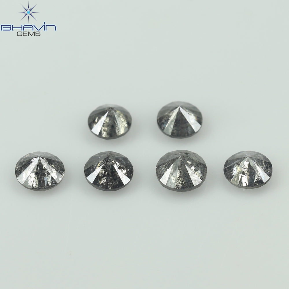 1.05 CT/6 Pcs Round Shape Natural Loose Diamond Salt And pepper Color I3 Clarity (3.64 MM)