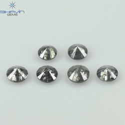 1.05 CT/6 Pcs Round Shape Natural Loose Diamond Salt And pepper Color I3 Clarity (3.64 MM)