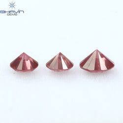 0.28 CT/3 PCS Round Diamond Pink Color Natural Diamond I1 Clarity (3.25 MM)
