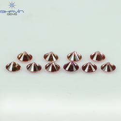 0.42 CT/10 個 ラウンド シェイプ ナチュラル ルース ダイヤモンド ピンク カラー SI クラリティ (2.25 MM)
