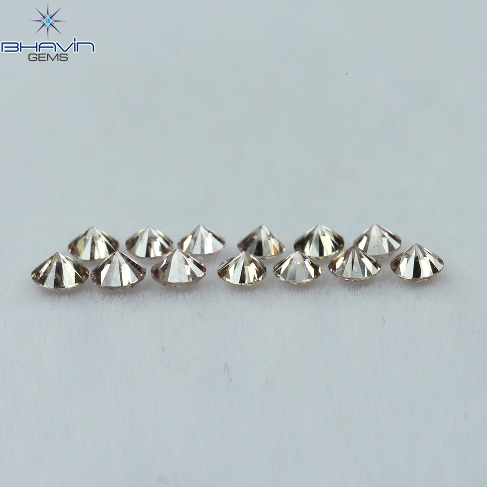 0.52 CT/13 Pcs Round Shape Natural Loose Diamond Brown Pink (Argyle) Color VS2 Clarity (2.35 MM)