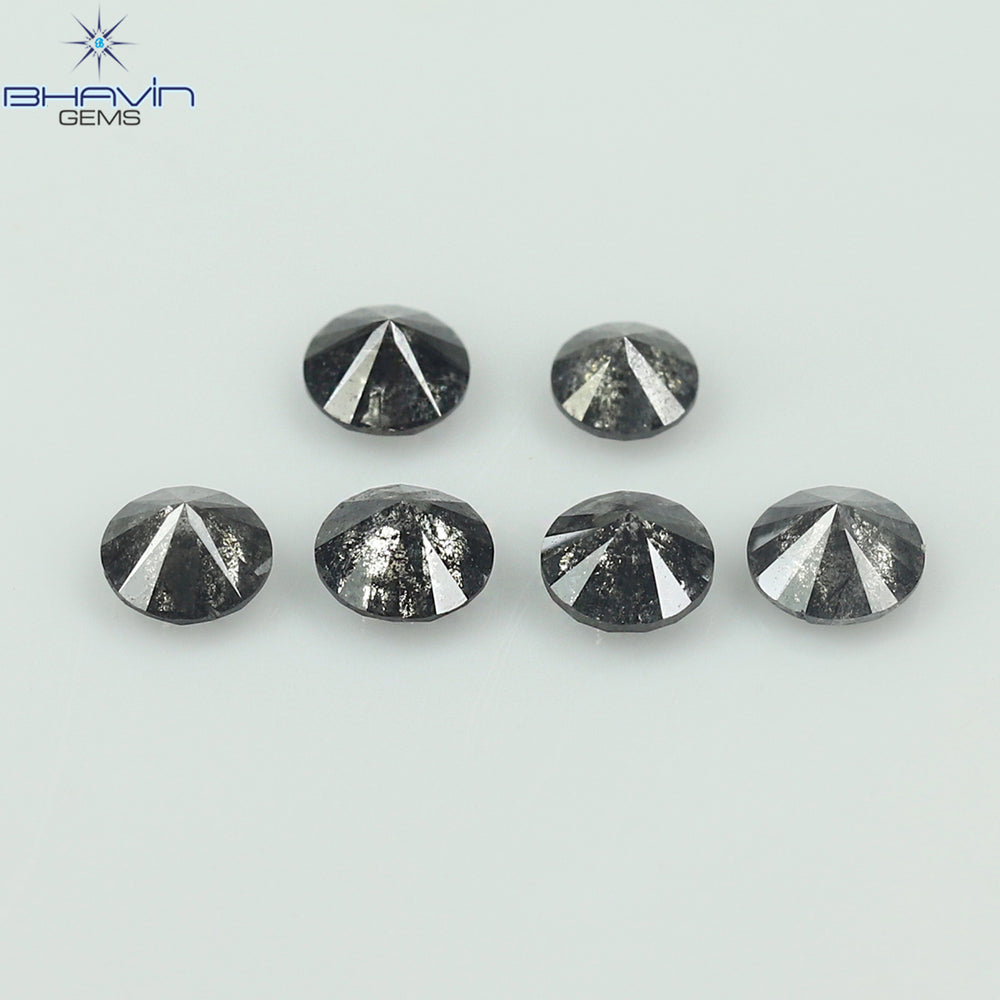 1.00 CT/6 Pcs Round Shape Natural Loose Diamond Salt And pepper Color I3 Clarity (3.52 MM)