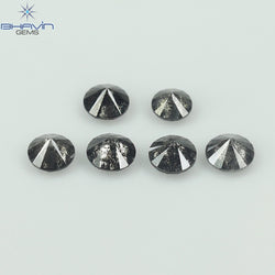 1.00 CT/6 Pcs Round Shape Natural Loose Diamond Salt And pepper Color I3 Clarity (3.52 MM)