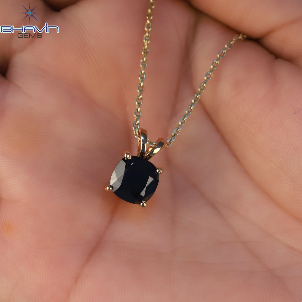 Cushion Diamond Black Natural Diamond Pendant-Earring Rose Gold Bridal Necklace