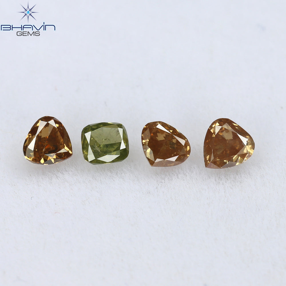 0.49 CT/4 Pcs Mix Shape Natural Diamond Pink Color SI2 Clarity (3.33 MM)