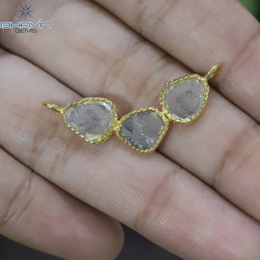 Diamond Pendant, Slice Diamond, Salt And Pepper Diamond, Yellow Gold Pendant, Bridal Necklace, Pendant