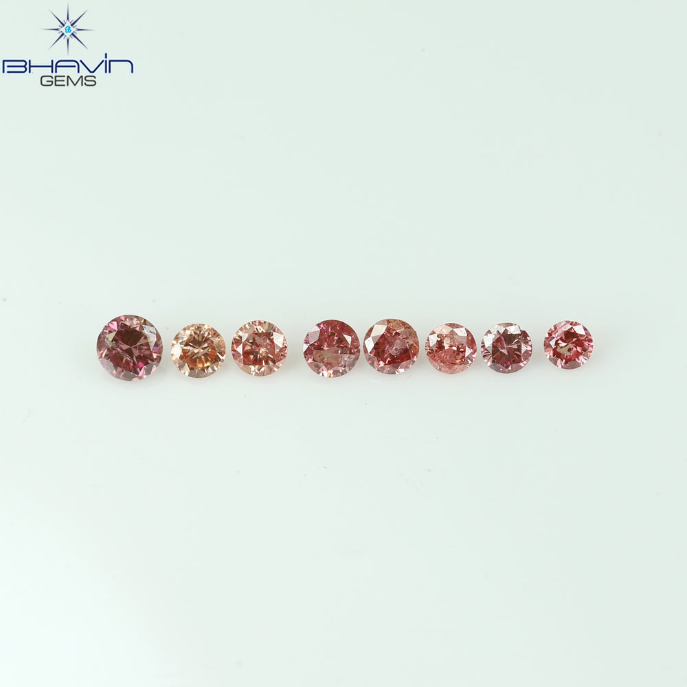 0.19 CT/8 Pcs Round Shape Natural Loose Diamond Pink Color I2 Clarity (2.00 MM)