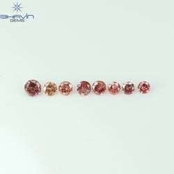 0.19 CT/8 Pcs Round Shape Natural Loose Diamond Pink Color I2 Clarity (2.00 MM)
