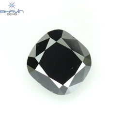 0.52 CT Cushion Shape Natural Diamond Black Color Opaque Clarity (4.40 MM)