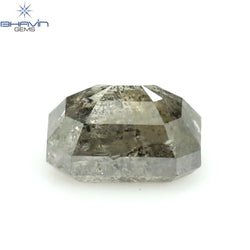 1.00 CT アッシャー シェイプ ナチュラル ダイヤモンド ソルト アンド ペッパー カラー I3 クラリティ (5.72 MM)