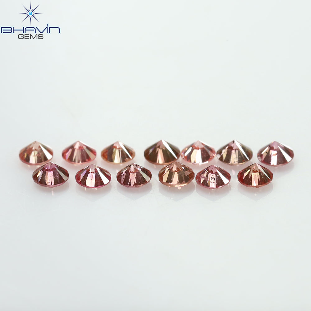 0.33 CT/13 ピース ラウンド シェイプ ナチュラル ルース ダイヤモンド ピンク カラー SI クラリティ (1.90 MM)