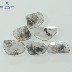 2.48 CT/6 Pcs Slice Shape Natural Diamond Salt And Pepper Color I3 Clarity (9.15 MM)