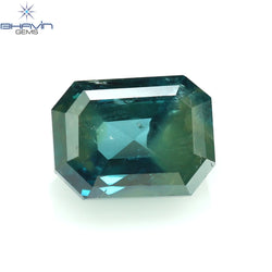 0.38 CT Emerald Shape Enhanced Blue Color Natural Diamond I2 Clarity (4.46 MM)