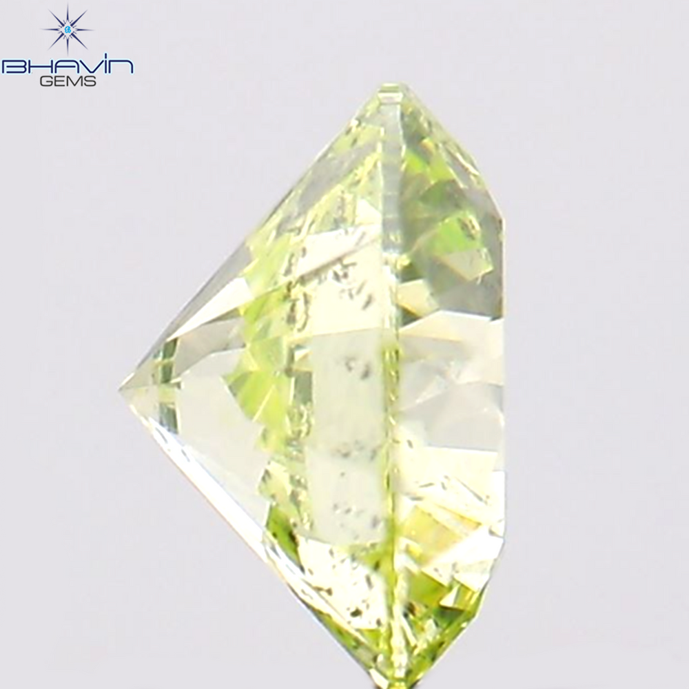 0.32 CT Round Shape Natural Diamond Greenish Yellow Color SI1 Clarity (4.32 MM)