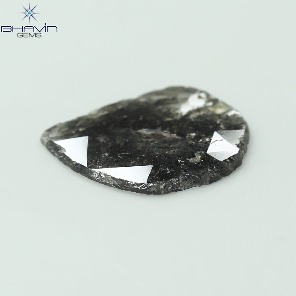 3.38 CT Slice Shape Natural Diamond Salt And Pepper Color I3 Clarity (15.37 MM)