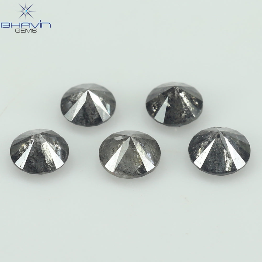1.14 CT/5 Pcs Round Shape Natural Loose Diamond Salt And pepper Color I3 Clarity (3.93 MM)