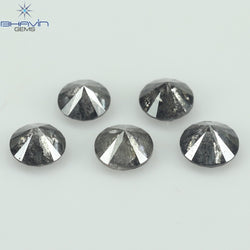 1.14 CT/5 Pcs Round Shape Natural Loose Diamond Salt And pepper Color I3 Clarity (3.93 MM)