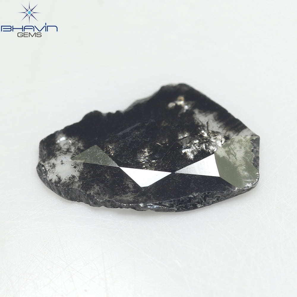 1.64 CT Slice Shape Natural Diamond Salt And Pepper Color I3 Clarity (13.10 MM)