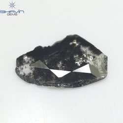 1.64 CT Slice Shape Natural Diamond Salt And Pepper Color I3 Clarity (13.10 MM)
