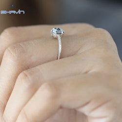 Hexagon Diamond Natural Diamond Ring Gray Color Gold Ring Engagement Ring