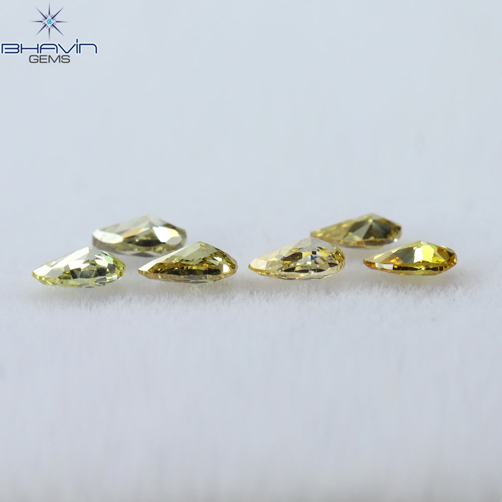 0.61 CT/6 Pcs Pear Shape Natural Diamond Mix Color VS2 Clarity (3.97 MM)