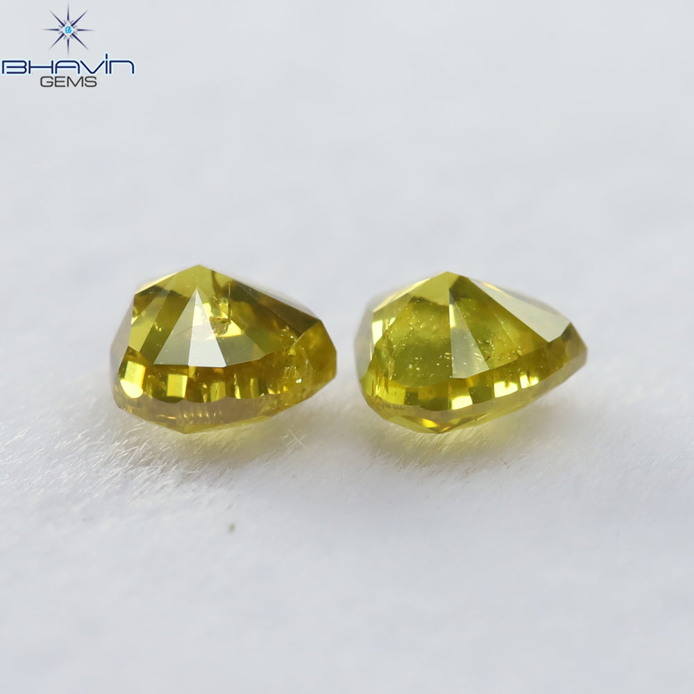 0.40 CT/2 Pcs Heart Shape Natural Loose Diamond Yellow Color SI2 Clarity (3.70 MM)