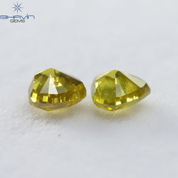 0.40 CT/2 Pcs Heart Shape Natural Loose Diamond Yellow Color SI2 Clarity (3.70 MM)