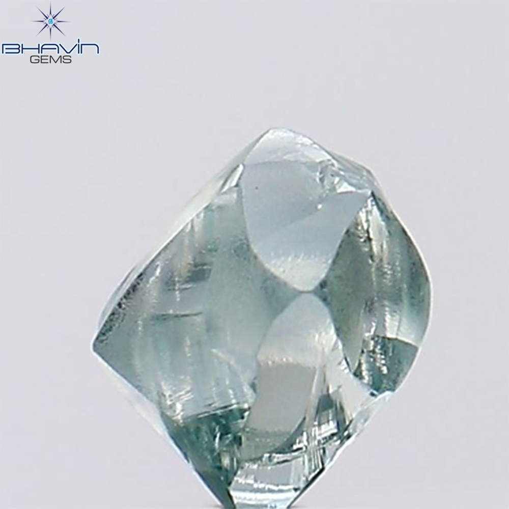 0.57 CT, Rough Shape, Natural Diamond, Greenish Blue Color, VS2 Clarity (4.54 MM)