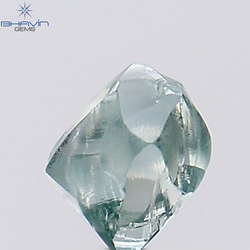0.57 CT, Rough Shape, Natural Diamond, Greenish Blue Color, VS2 Clarity (4.54 MM)