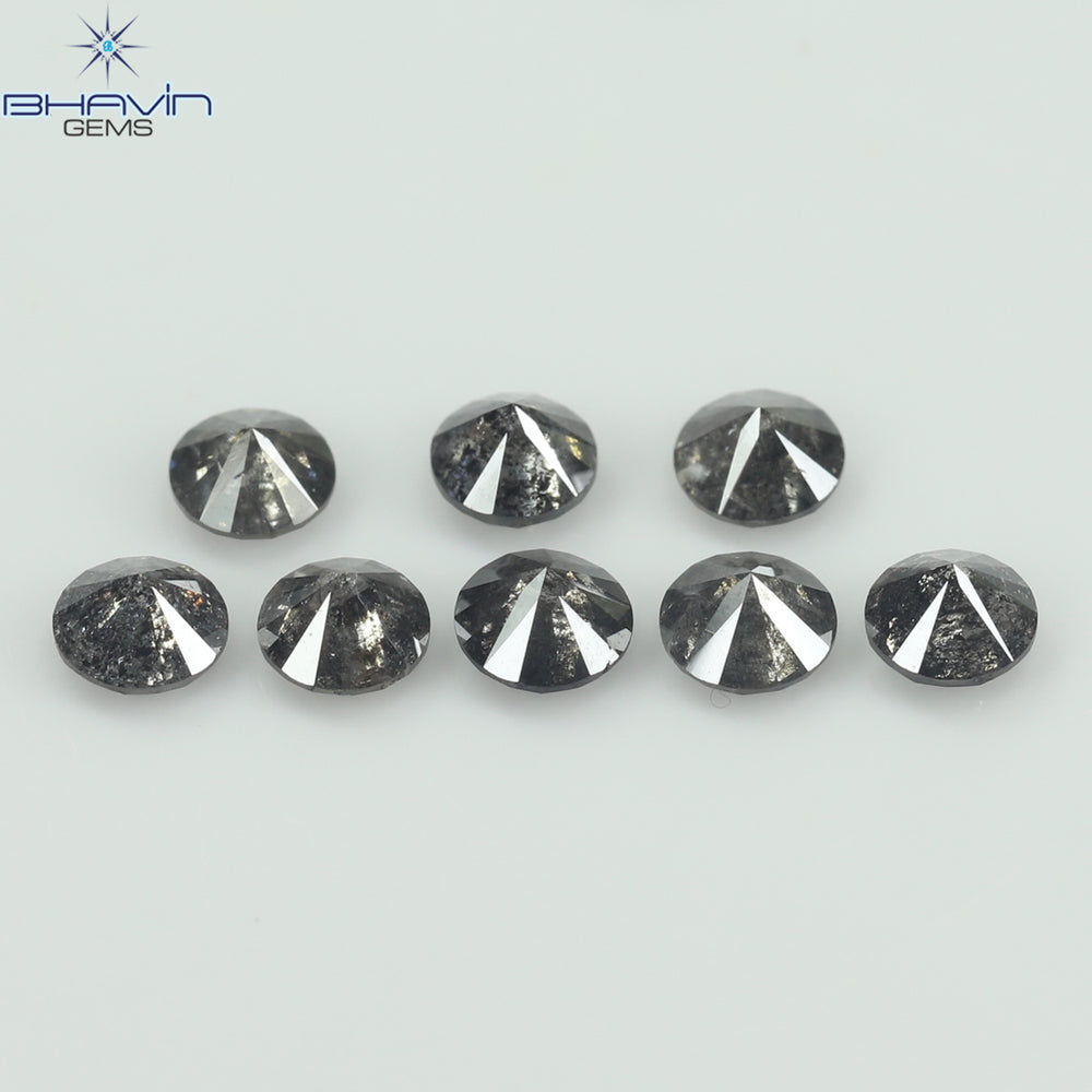 1.84 CT/8 Pcs Round Shape Natural Loose Diamond Salt And pepper Color I3 Clarity (3.82 MM)