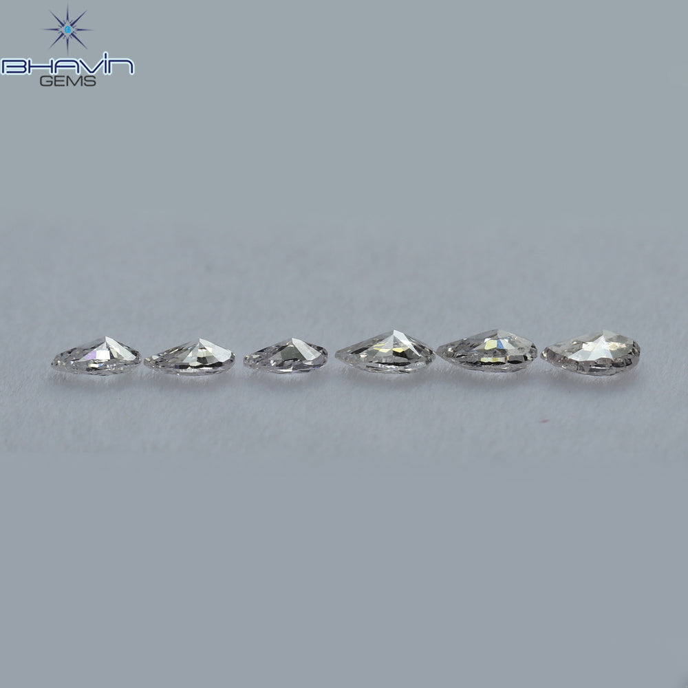 0.49 CT/6 Pcs Pear Shape Natural Diamond Pink Color SI Clarity (3.82 MM)