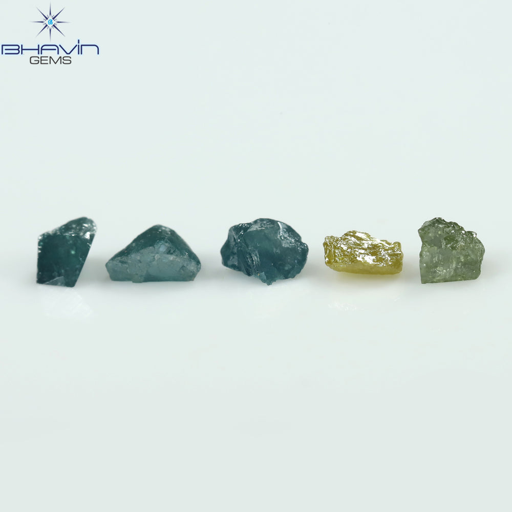 1.12 CT/5 PCS Rough Shape Enhanced Mix Color Natural Diamond I3 Clarity (4.41 MM)