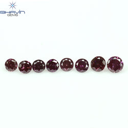 0.27 CT/8 Pcs Round Shape Natural Loose Diamond Pink Color I1 Clarity (2.35 MM)
