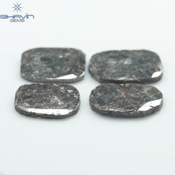 5.80 CT/4 Pcs Cushion Slice Shape Natural Diamond Salt And Pepper Color I3 Clarity (11.04 MM)