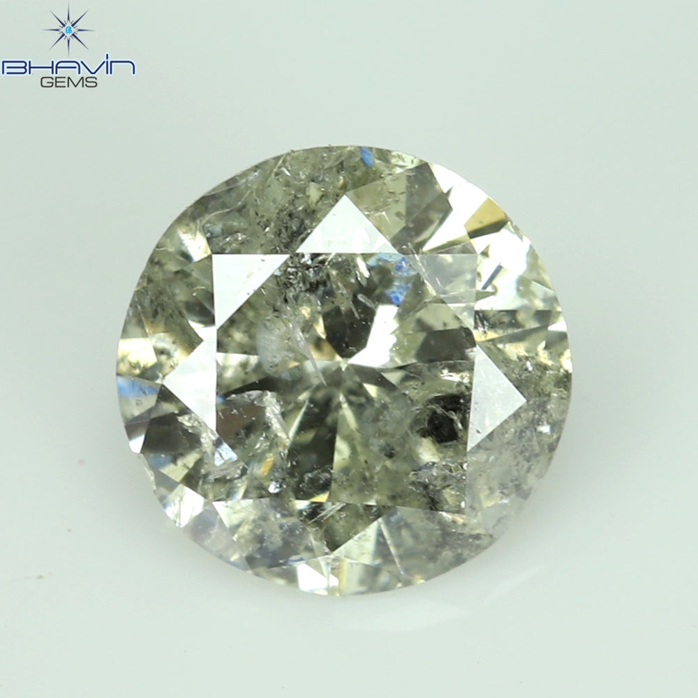 0.63 CT Round Shape Natural Loose Diamond Salt And Pepper Color I2 Clarity (5.55 MM)