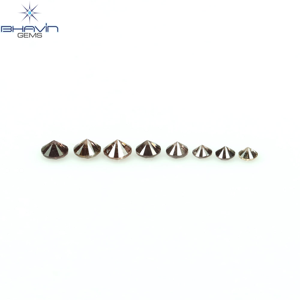 0.11 CT/8 Pcs Round Shape Natural Loose Diamond Brown Pink Color I1 Clarity (1.70 MM)