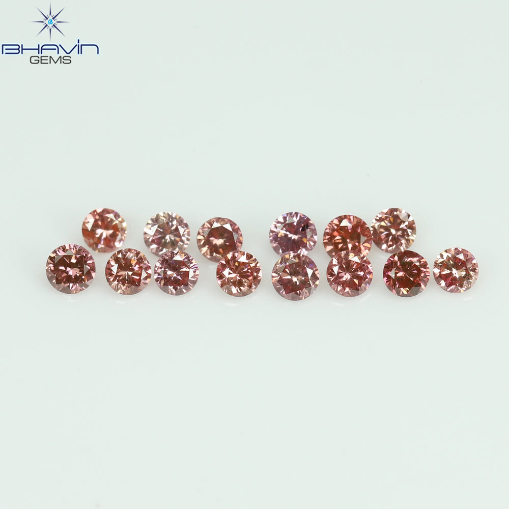0.26 CT/14 ピース ラウンド シェイプ ナチュラル ルース ダイヤモンド ピンク カラー SI クラリティ (1.75 MM)