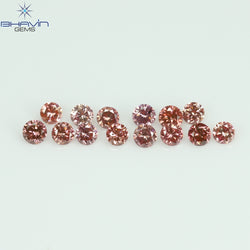 0.26 CT/14 ピース ラウンド シェイプ ナチュラル ルース ダイヤモンド ピンク カラー SI クラリティ (1.75 MM)