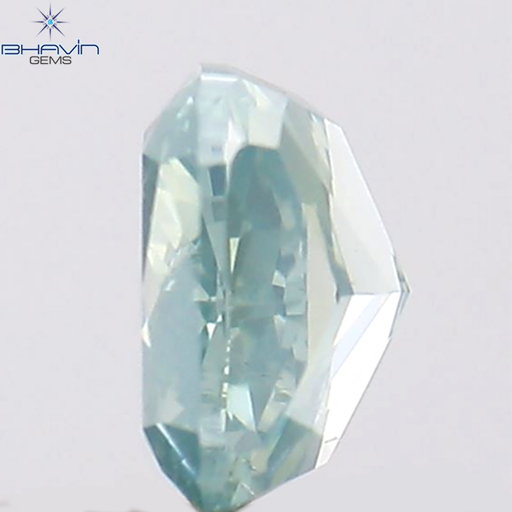0.23 CT クッション シェイプ 天然ダイヤモンド グリーンがかったブルー カラー VS2 クラリティ (3.30 MM)