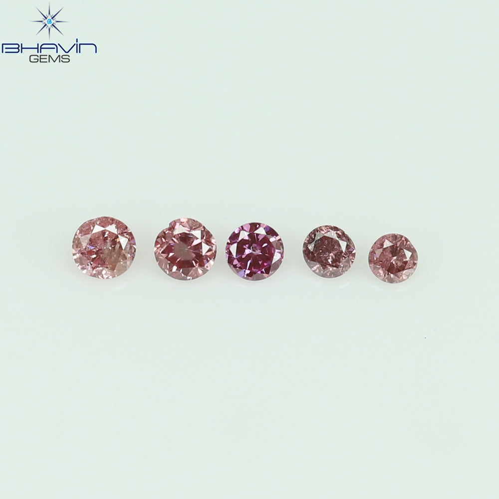 0.05 CT/5 Pcs Round Shape Natural Loose Diamond Pink Color I1 Clarity (0.05 MM)