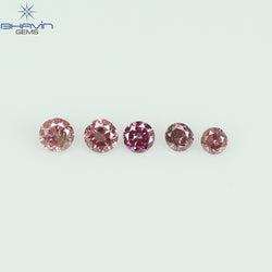 0.05 CT/5 Pcs Round Shape Natural Loose Diamond Pink Color I1 Clarity (0.05 MM)