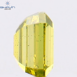 0.13 CT エメラルド シェイプ ナチュラル ダイヤモンド エンハンスト イエロー グリーン カラー VS1 クラリティ (3.02 MM)