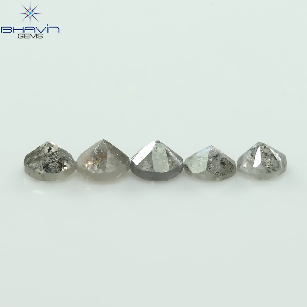 0.55 CT /5 Pcs Uncut Shape Salt And Pepper Natural Loose Diamond I3 Clarity (2.98 MM)