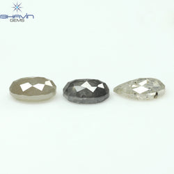 1.26 CT/3 PCS Oval Pear Shape Natural Diamond Salt And pepper Color I3 Clarity (5.32 MM)
