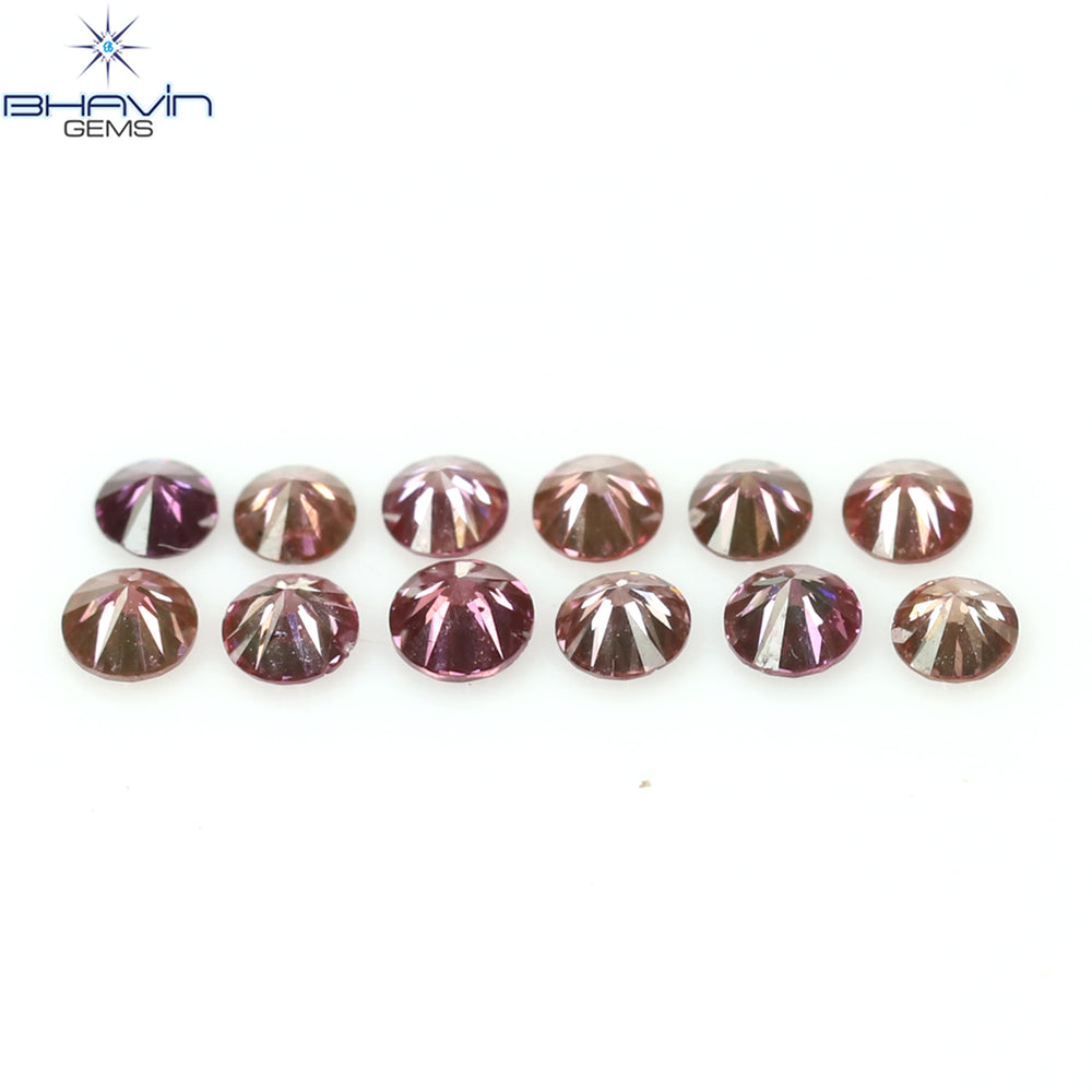 0.39 CT/12 Pcs Round Shape Natural Loose Diamond Pink Color VS-SI Clarity (2.25 MM)