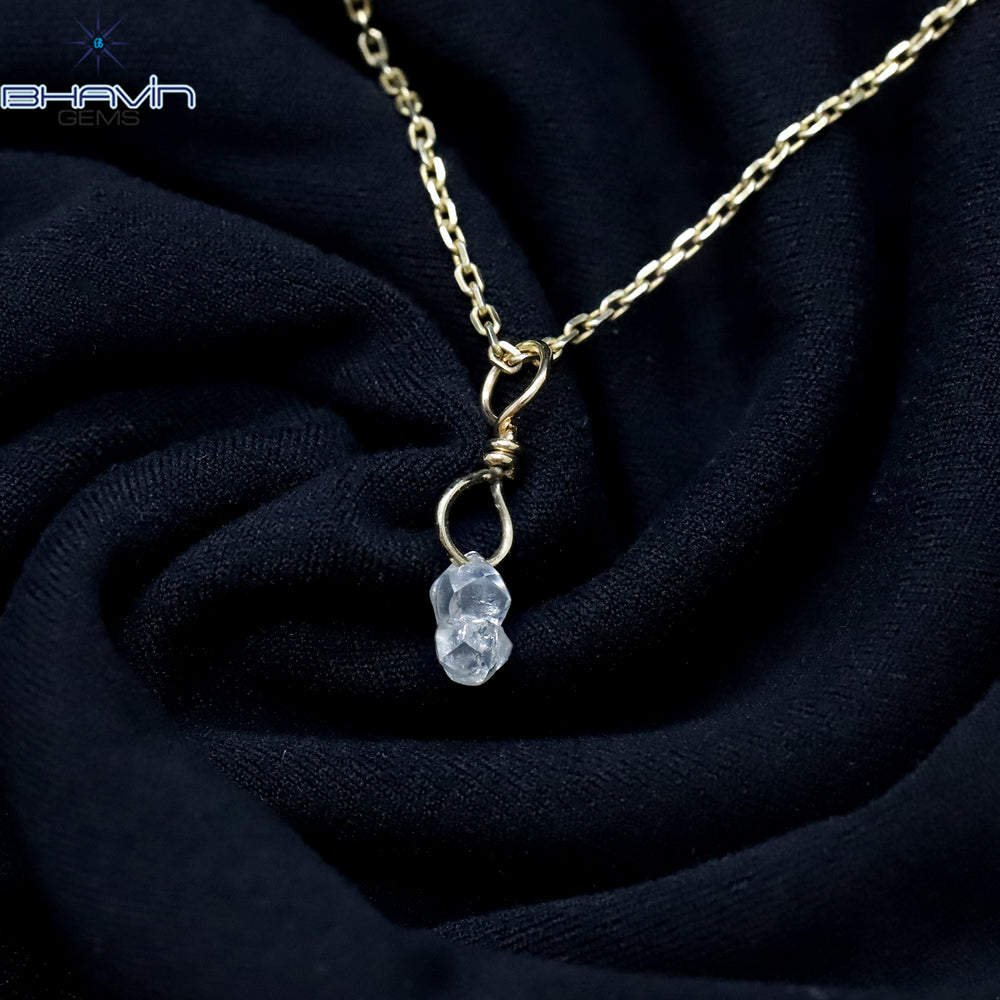 Diamond Pendant Rough Diamond White Gray Diamond Yellow Gold Pendant Bridal Necklace Pendant