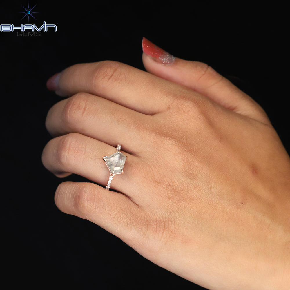 ペンタゴン ダイヤモンド 天然ダイヤモンド リング ホワイトカラー ゴールド リング 婚約指輪