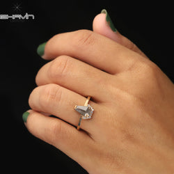 Coffin Diamond Salt And Pepper Diamond Natural Diamond Ring Gold Ring Engagement Ring