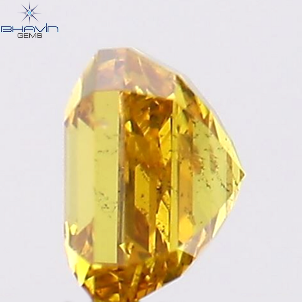 0.45 CT Asscher Shape Natural Diamond Orange Color SI1 Clarity (4.08 MM)