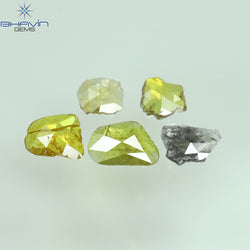 0.71 CT/5 ピース ローズカット ポルキ シェイプ ナチュラル ダイヤモンド ファンシー カラー I3 クラリティ (6.26 MM)
